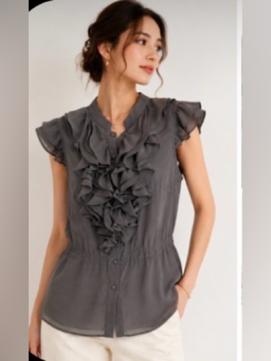le chateau Tops - Le Chateau Ruffle Front Blouse